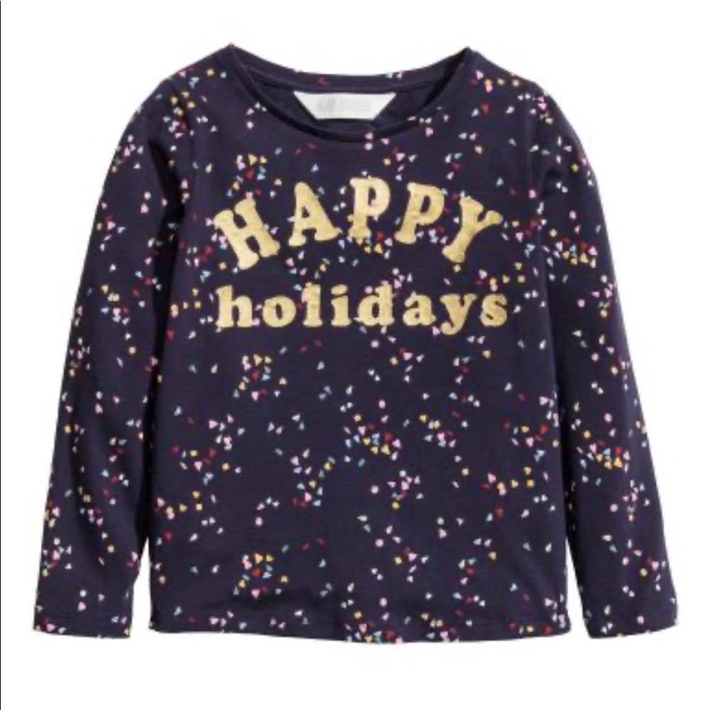 H&M happy holidays confetti hearts long sleeve